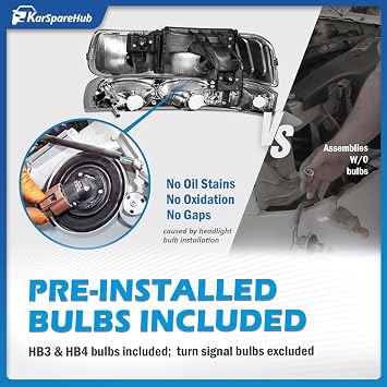 Halogen Headlights for 1999-2002 Chevy Silverado 1500 2500