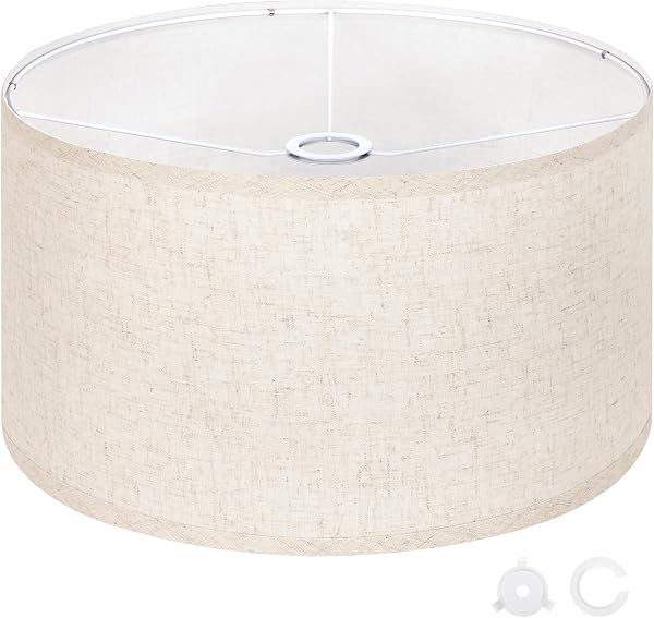 OUTON Beige Large Drum Lamp Shade 17.5 inch