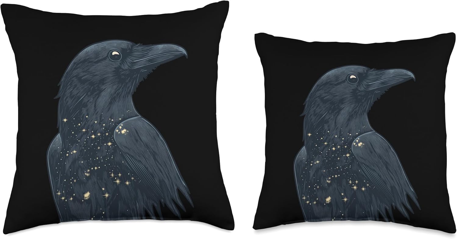 Raven Mystical Art Crow Bird Raven Throw Pillow