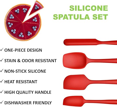 Miniatura 10 de Juego de espátula de silicona antiadherente para cocinar, hornear y mezclar, apto para lavavajillas, color morado