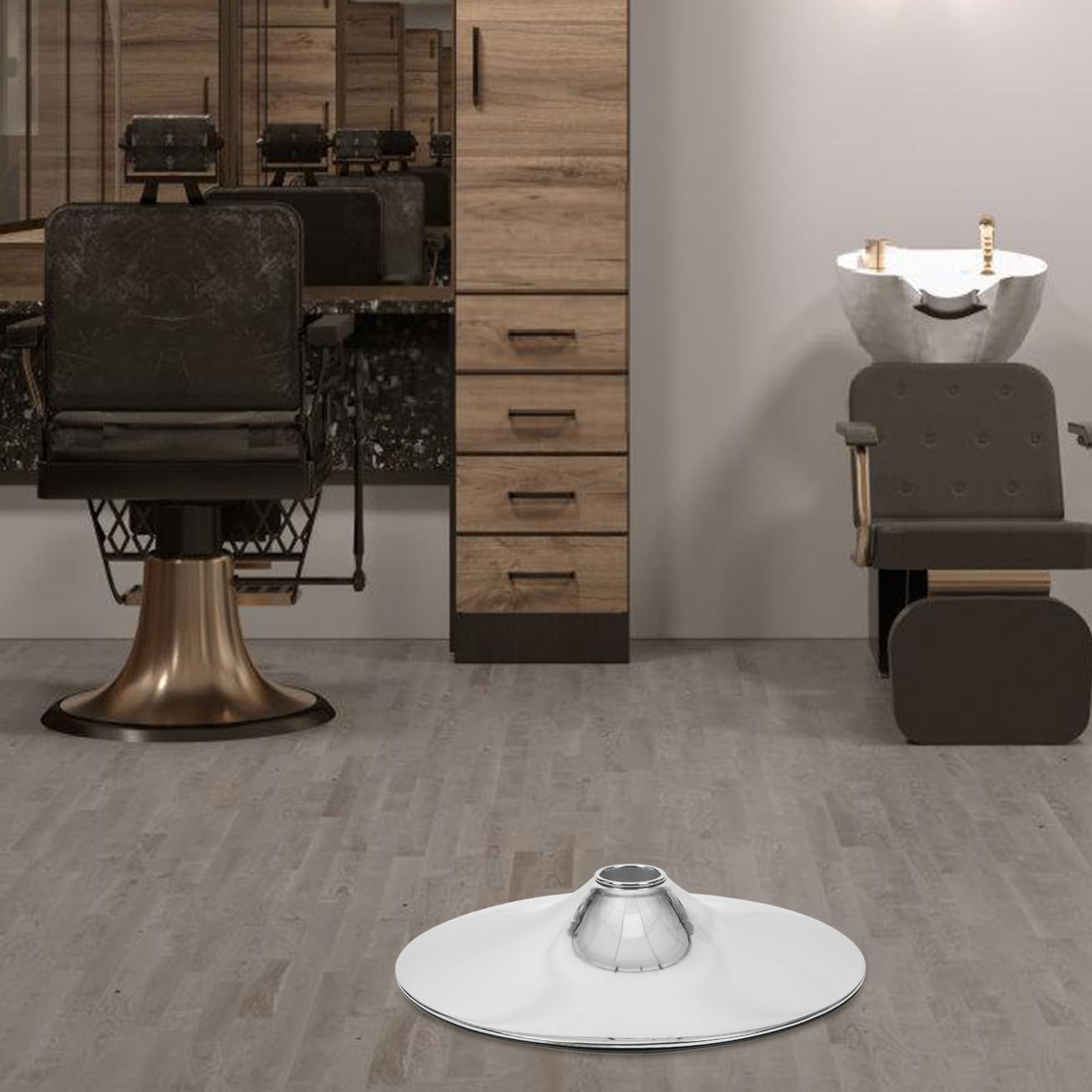 Mikikit Pied de Chaise de Salon 385 en Acier Inoxydable pour Fauteuil Rotatif, Base Stable Conçue pour Fauteuils de Coiffure Polyvalents