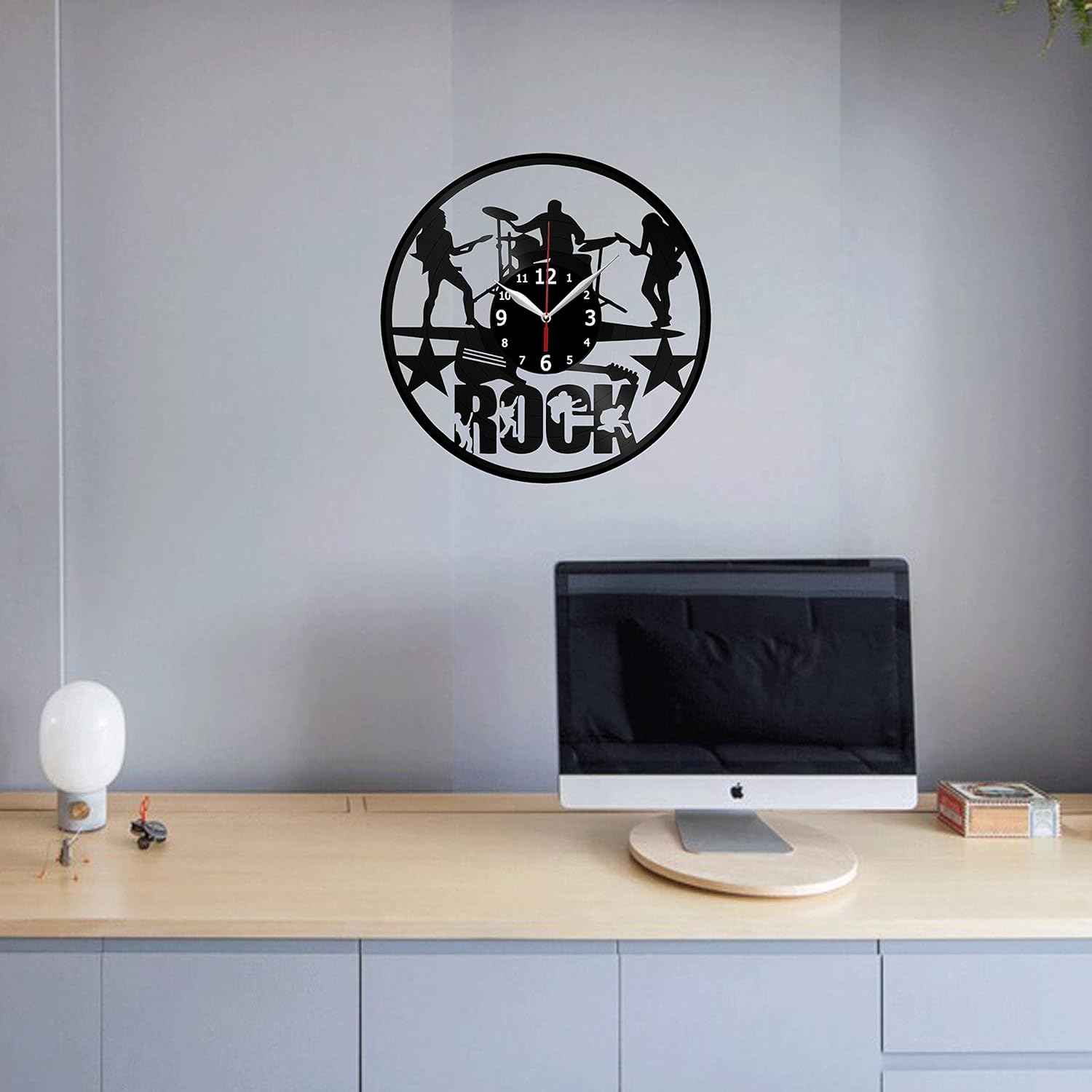 Rock Clock Music Vinyl Record Wall Clock Design Rock Band Wall Clock Decor Gifts for Room Decoration