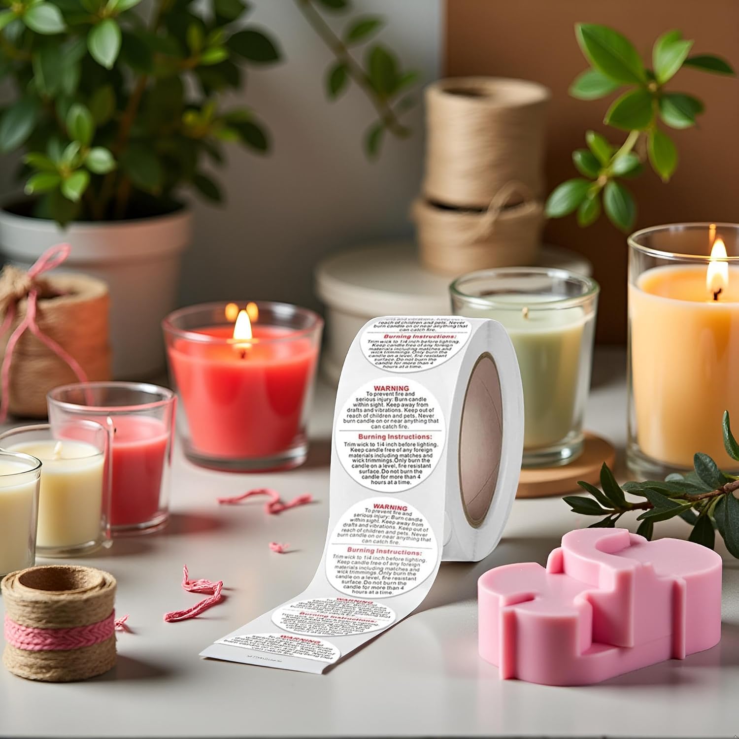 500Pcs White Candle Warning Labels Candle Jar Container Stickers Candle Safety Stickers Decal Candle Stickers for Candle Making DIY Candle Jars and Tins Crafting Arts Candle Making(1 inch)