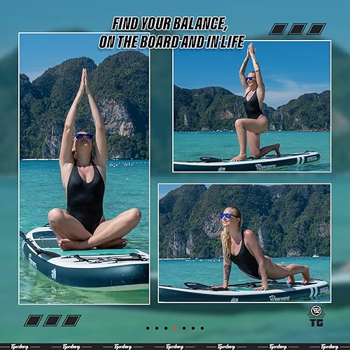 Miniatura 4 de TIGERXBANG Tablas inflables de remo de pie de 10 x 31 x 6 pulgadas con accesorios de tablero SUP de alta calidad, tablas de remo redondas para