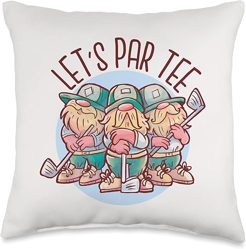 Let's Par Tee Funny Mini Gnomes Golf Lovers Throw Pillow, 16x16, Multicolor