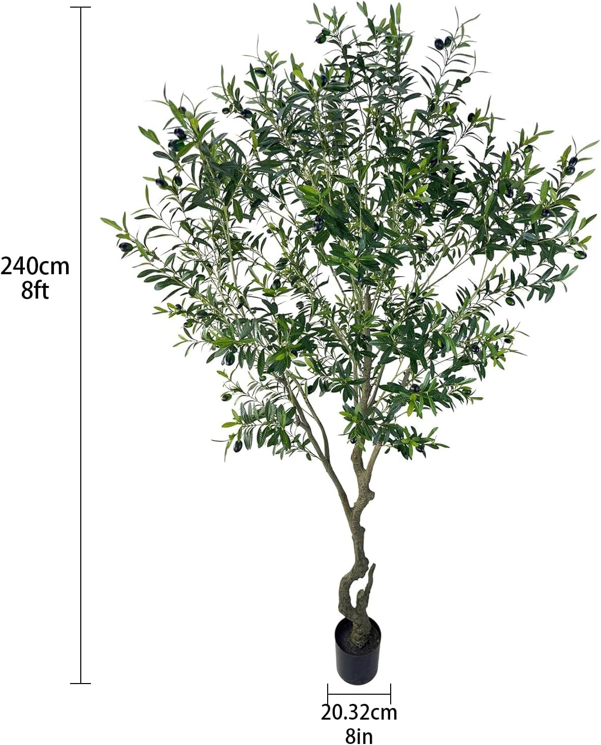 Artificial Tree Faux Olive Tree 8ft(3198leaves) Tall Fake Olive Plant in Pot Fake Silk Tree Faux Plants Indoor