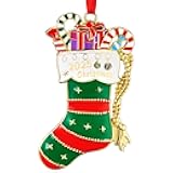 Venhoo Christmas Ornament 2025 Decoration for Christmas Tree Hanging Gold Metal Sock 2025 Keepsake Annual Ornaments Holiday Decorative Xmas Gifts for Family Friends-Green