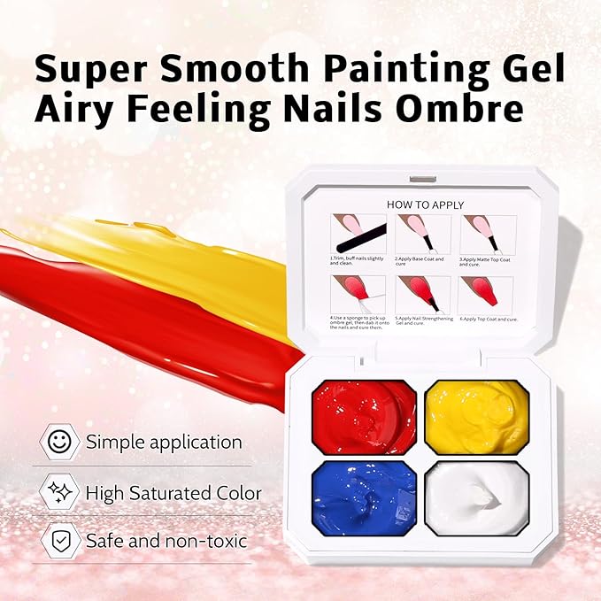 Sponge Pat Gel Nail Polish Palette 4 Colores Primarios miniatura 3