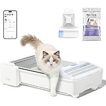 Open-Top Self Cleaning Litter Box, 2026 Upgraded Extra Large Automatic Cat Litter Box for Multiple Cats, Safety Sensors/App Control/Odor Control/Easy Clean - Includes 5 lbs Premium Cat Litter