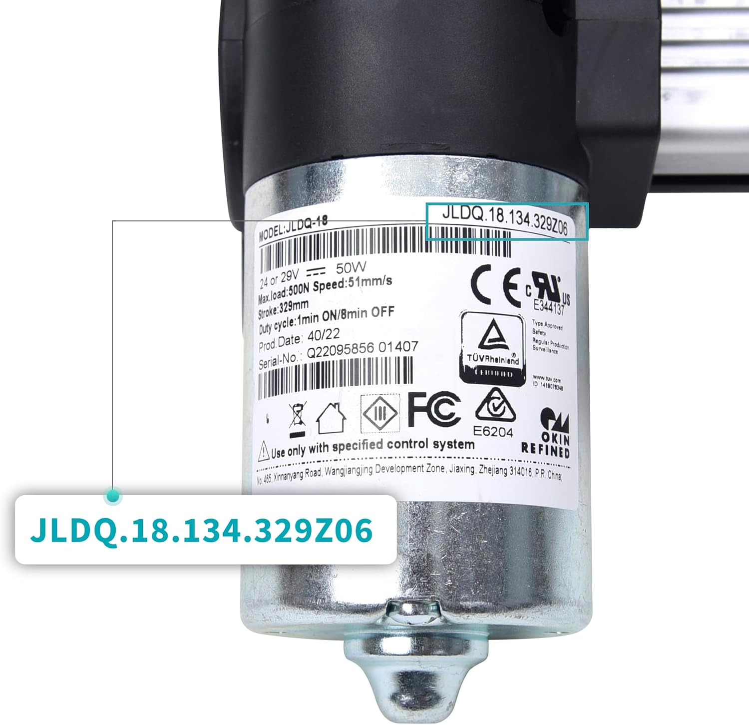 Okin Model JLDQ-18 & JLDQ.18.134.329Z06 Power Recliner Motor, Lift Chair Electric Reclining Couch Actuator Replacement Part for JLDQ.18.134.329Z