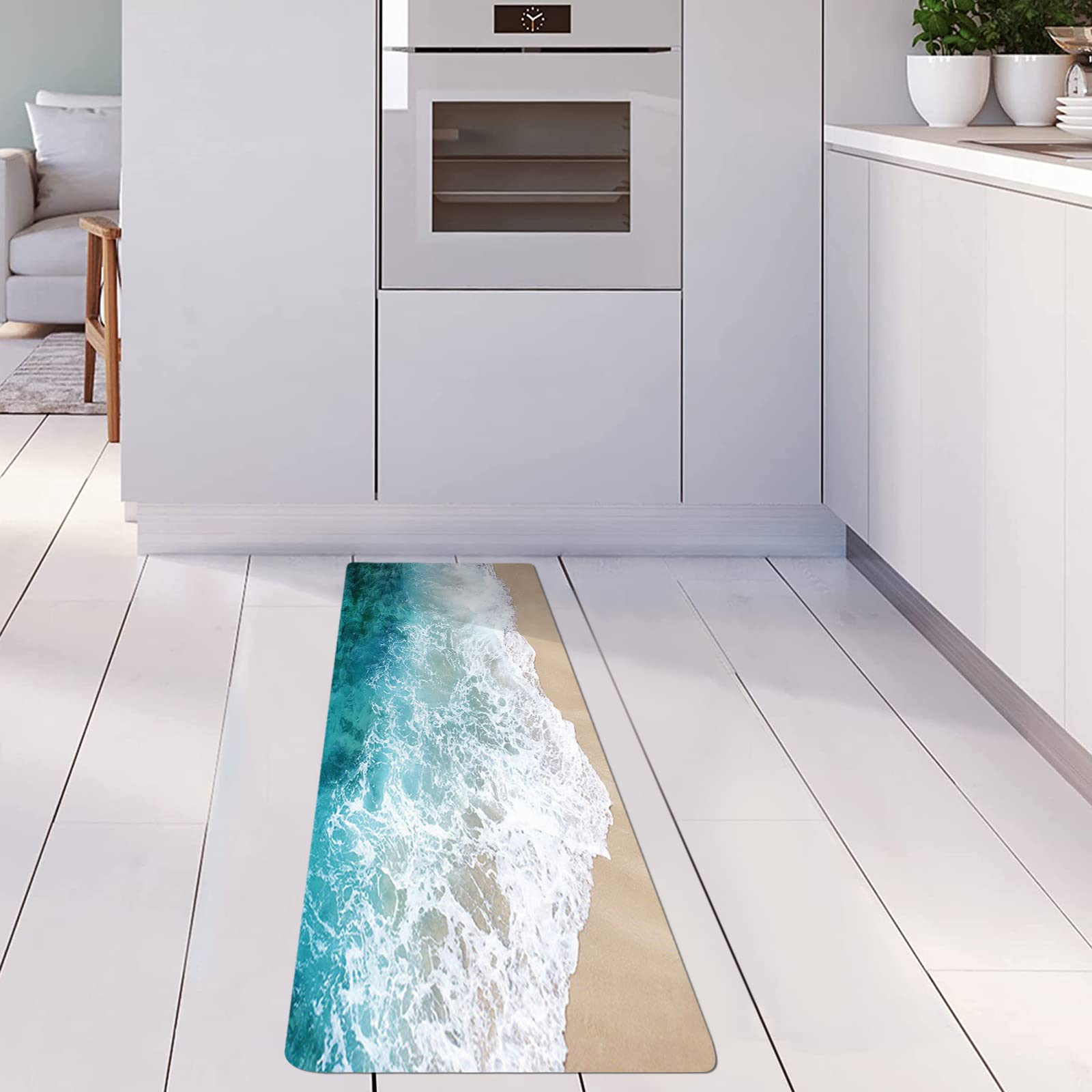 Wingbind Tapis Anti-dérapant Grand Tapis De Porte Tapis De Sol Tapis De Tapis De Plancher à Rayures Vertes Tapis D'escalier Pour Cuisine Couloir Chambre Salon, 1.6x2.6ft