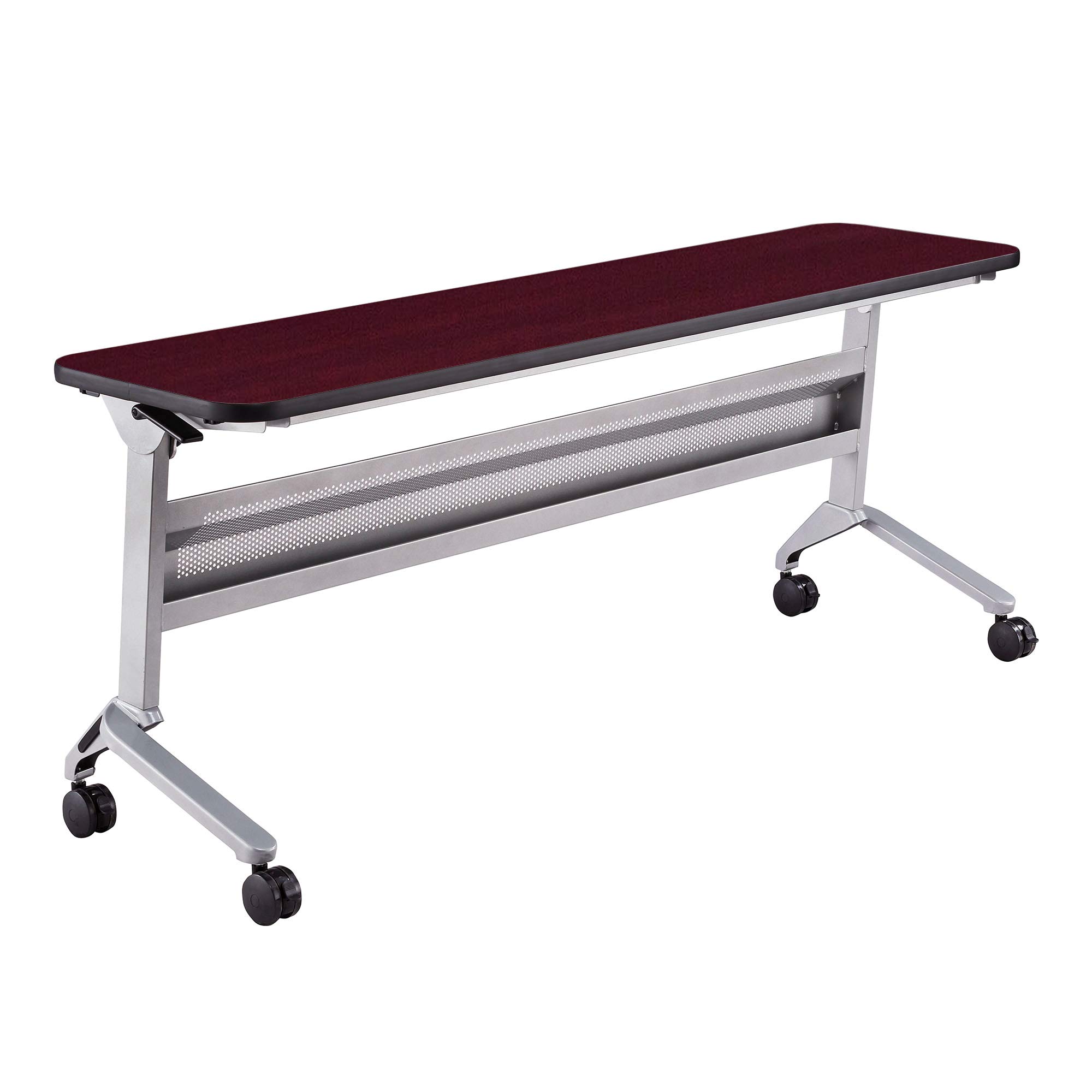 Safco Flip-N-Go Training Table – Regal Mahogany, 24x72 Inches, Mobile With Casters & Cable Management