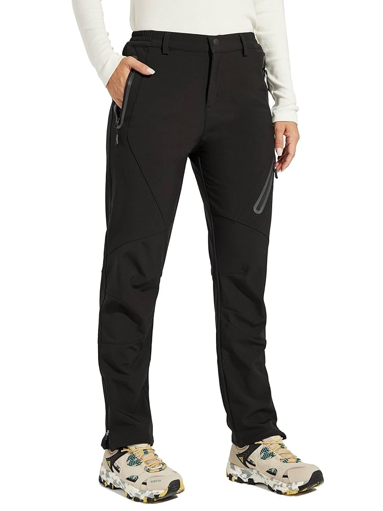 Women's waterproof winter hiking pants with fleece lining and insulated design