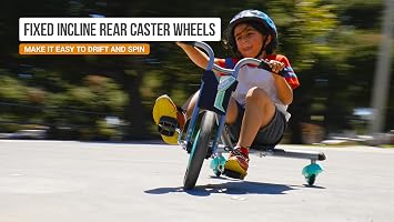 Razor RipRider 360 Mini, 360 Degrees Spinning Caster Trike, Dual Inclined Rear Casters for Easy Spinning and Drifting, Durable Welded Steel Frame and Fork, Adjustable Bucket Seat