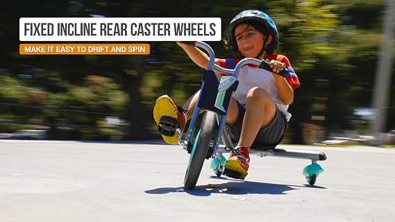 Razor RipRider 360 Mini, 360 Degrees Spinning Caster Trike, Dual Inclined Rear Casters for Easy Spinning and Drifting, Durable Welded Steel Frame and Fork, Adjustable Bucket Seat