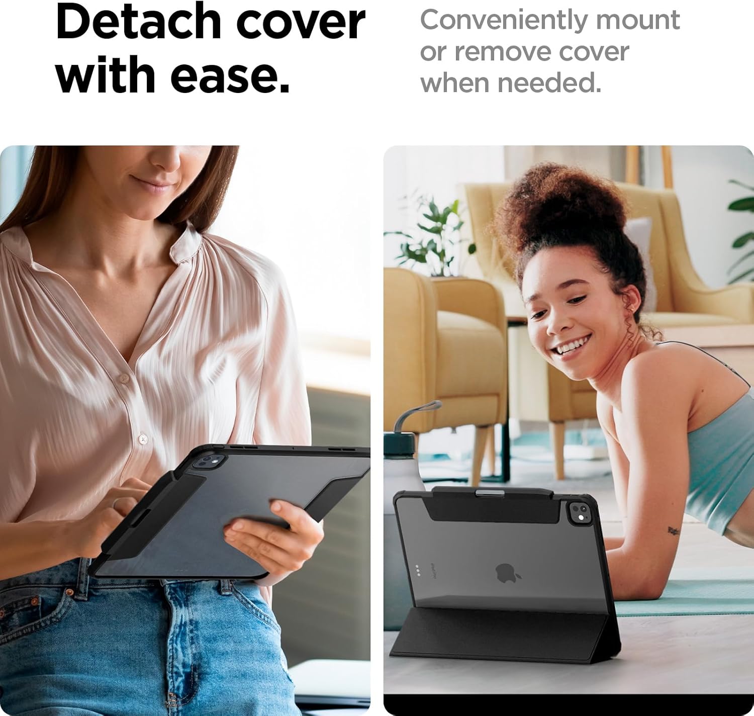 Spigen for iPad Pro 11 inch Case M5/M4 (2025-2024) with Detachable Magnetic Cover, Air Skin Pro Clear Transparent Back and Pencil Holder, Black - Image 4