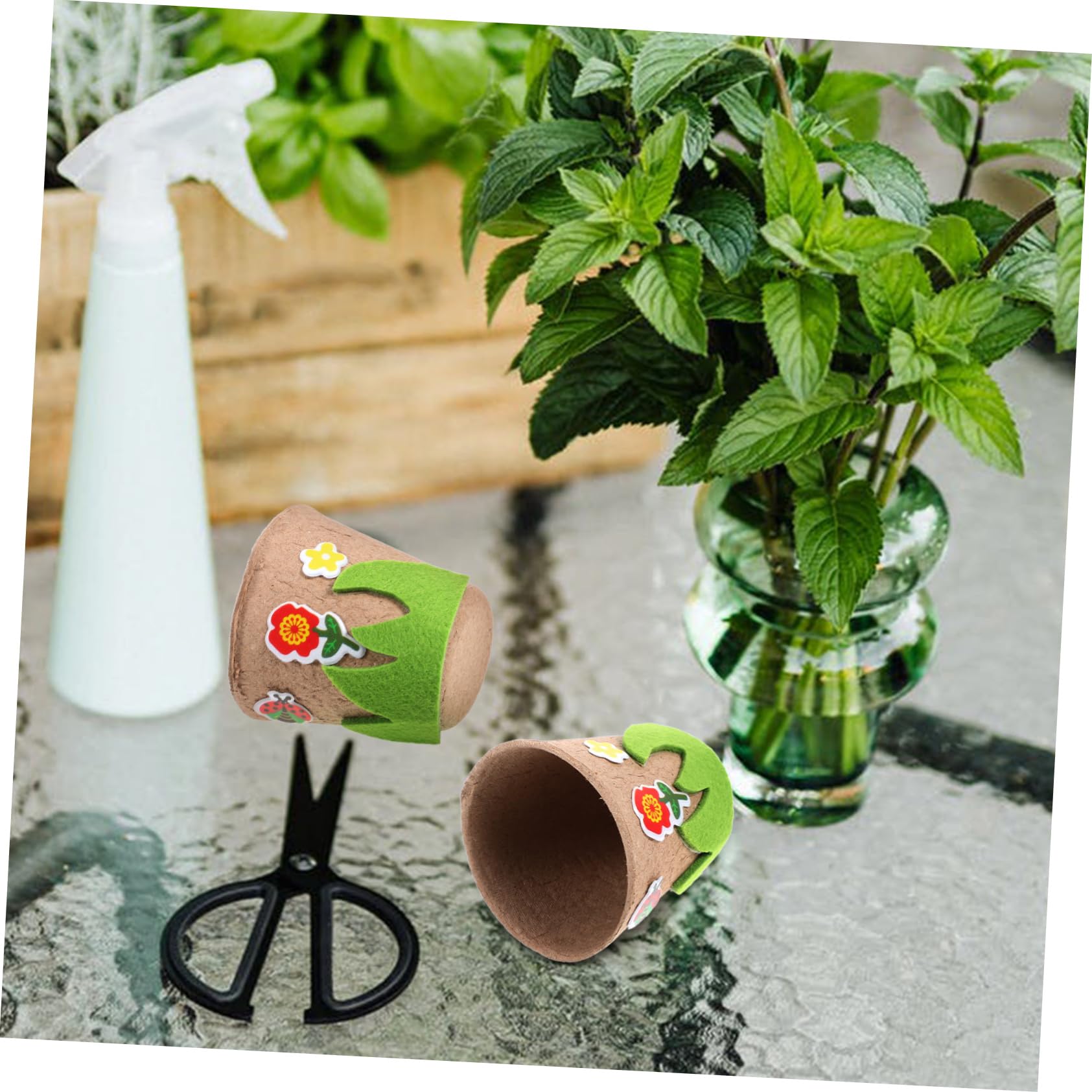 TOYANDONA 5sätze Diy Papierpflanzbecher Mit Aufklebern Und Zäunen Kreative Anzuchtbecher Aus Papier Für Pflanzen Bastelbedarf Für Gartenliebhaber Teiliges Für Gestaltung