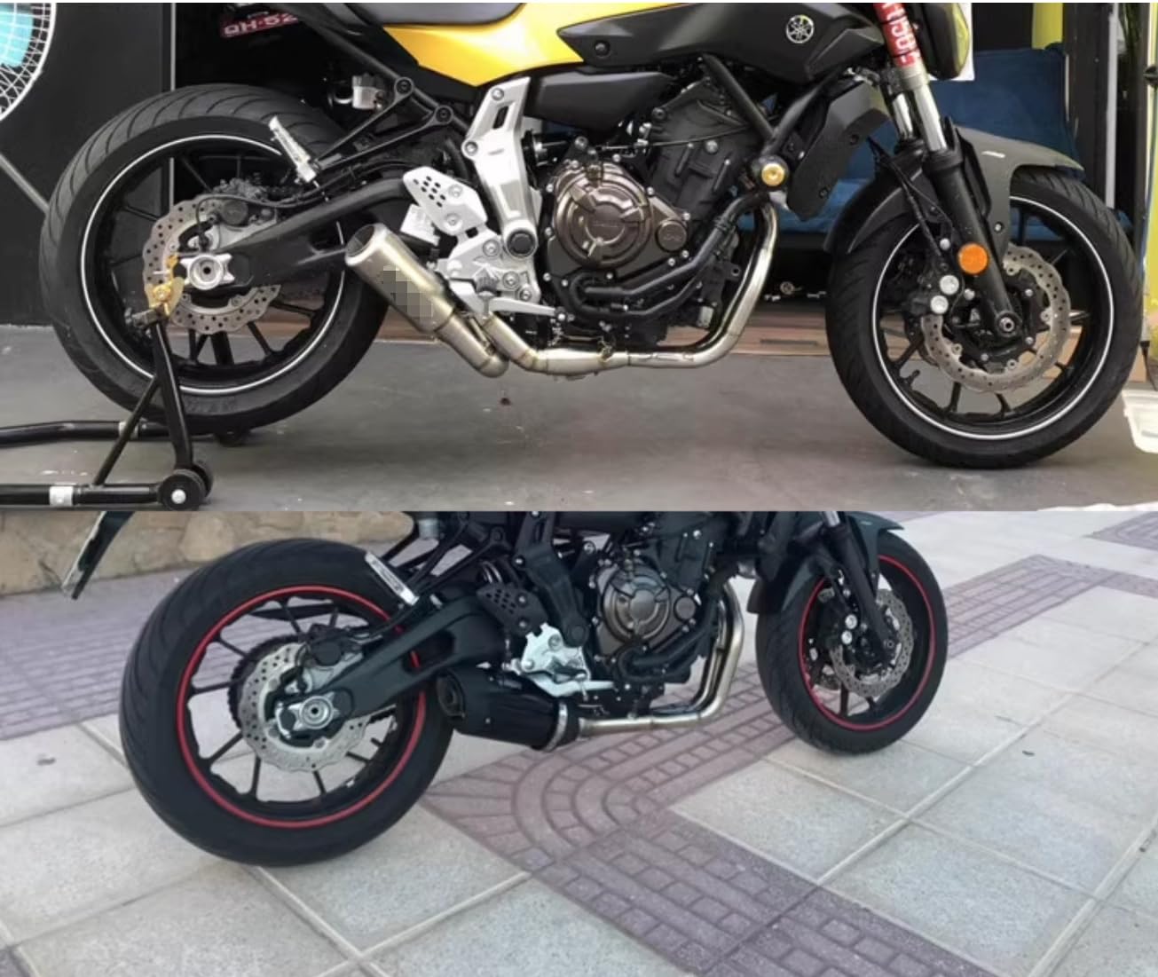 Amazon | FIRECARP MT-07用 バイクマフラー, エキゾーストパイプ,フル