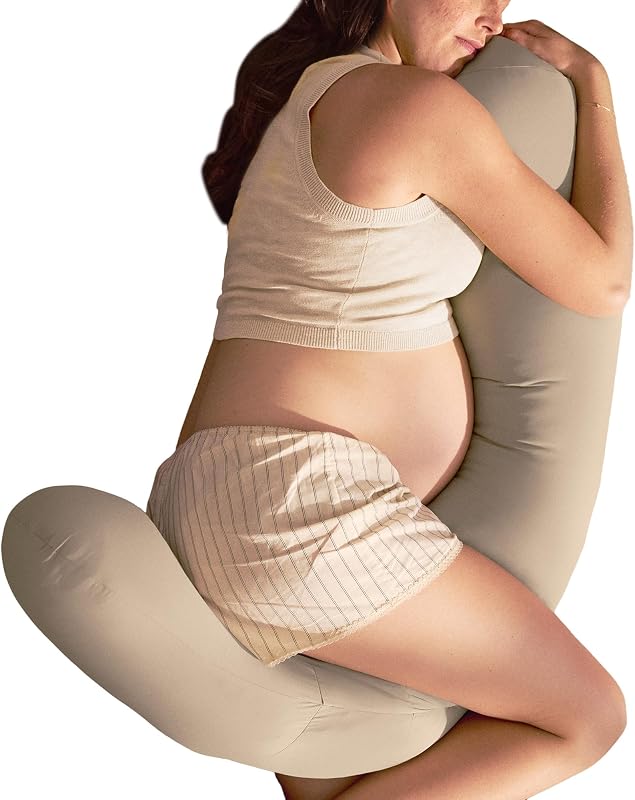 Compact Support 4-in-1 Cooling Pregnancy Pillow, Space-Saving | Twists & Bends into 4 Shapes for Full Body Support, Breathable, Compact Storage Bag