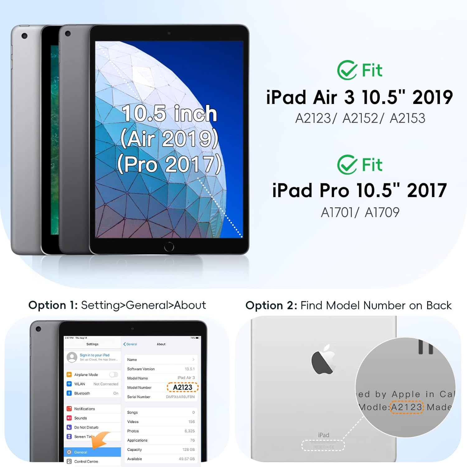 BATYUE 10.5 inch Case for ipad Air 3rd Generation 2019 / ipad pro 10.5 2017; Rugged Heavy Duty Protective Cover with Pencil Holder, 360° Swivel Stand, Shoulder Strap; for Kids (Colourful Blue)