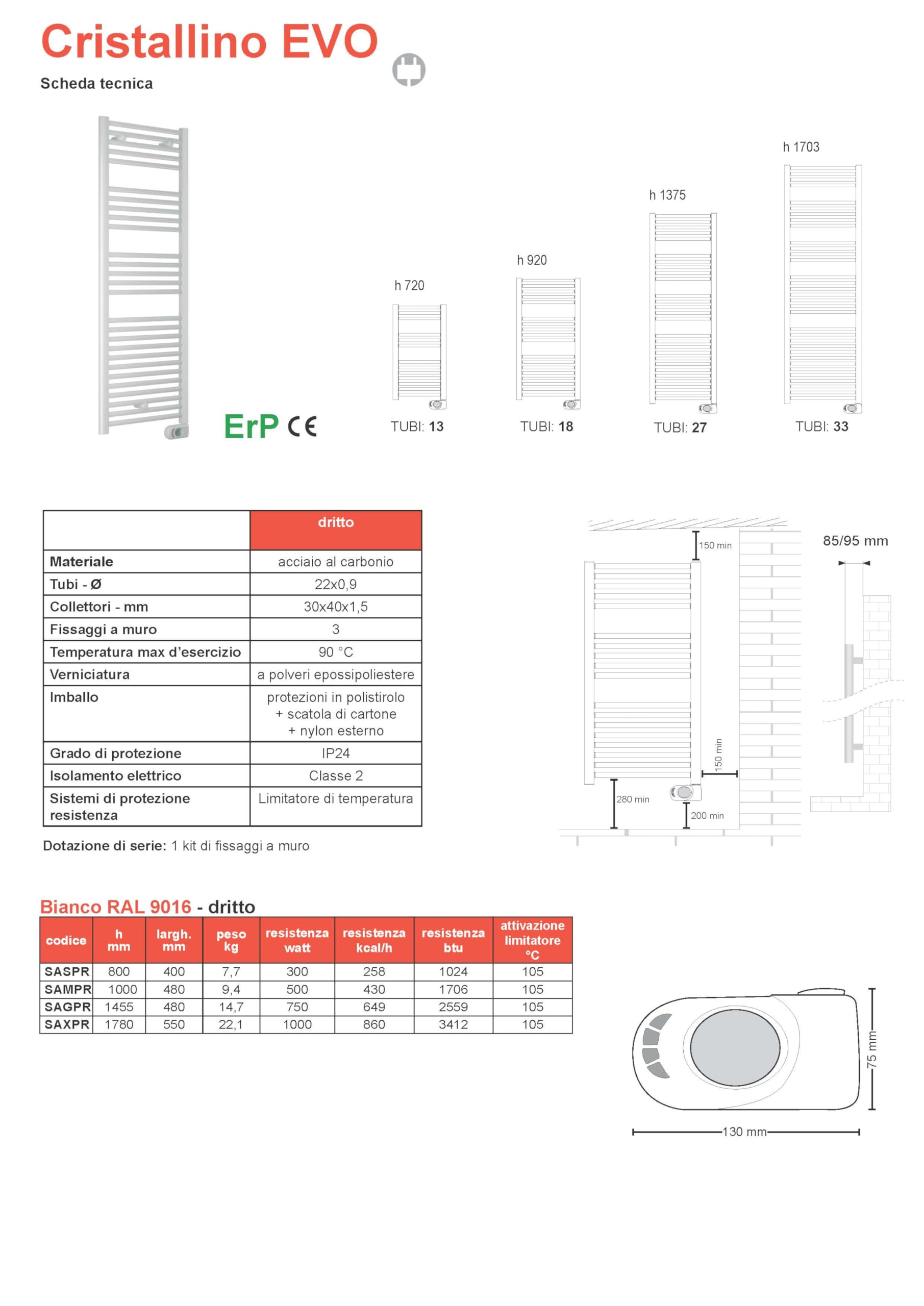 Fabin store Scaldasalviette Elettrico con Termostato Digitale Programmabile 1455 x 480 mm