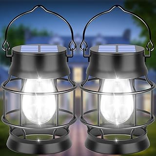 UBright 2 Pack Solar Lantern Lights Outdoor Waterproof Metal Hanging Solar Lights for Outside