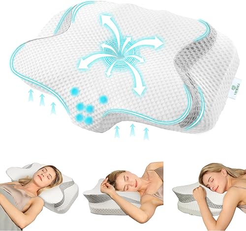 Miniatura 8 de VIEWALL Almohada cervical para aliviar el dolor de cuello, almohadas ergonómicas de espuma viscoelástica para contorno ortopédico de apoyo para el