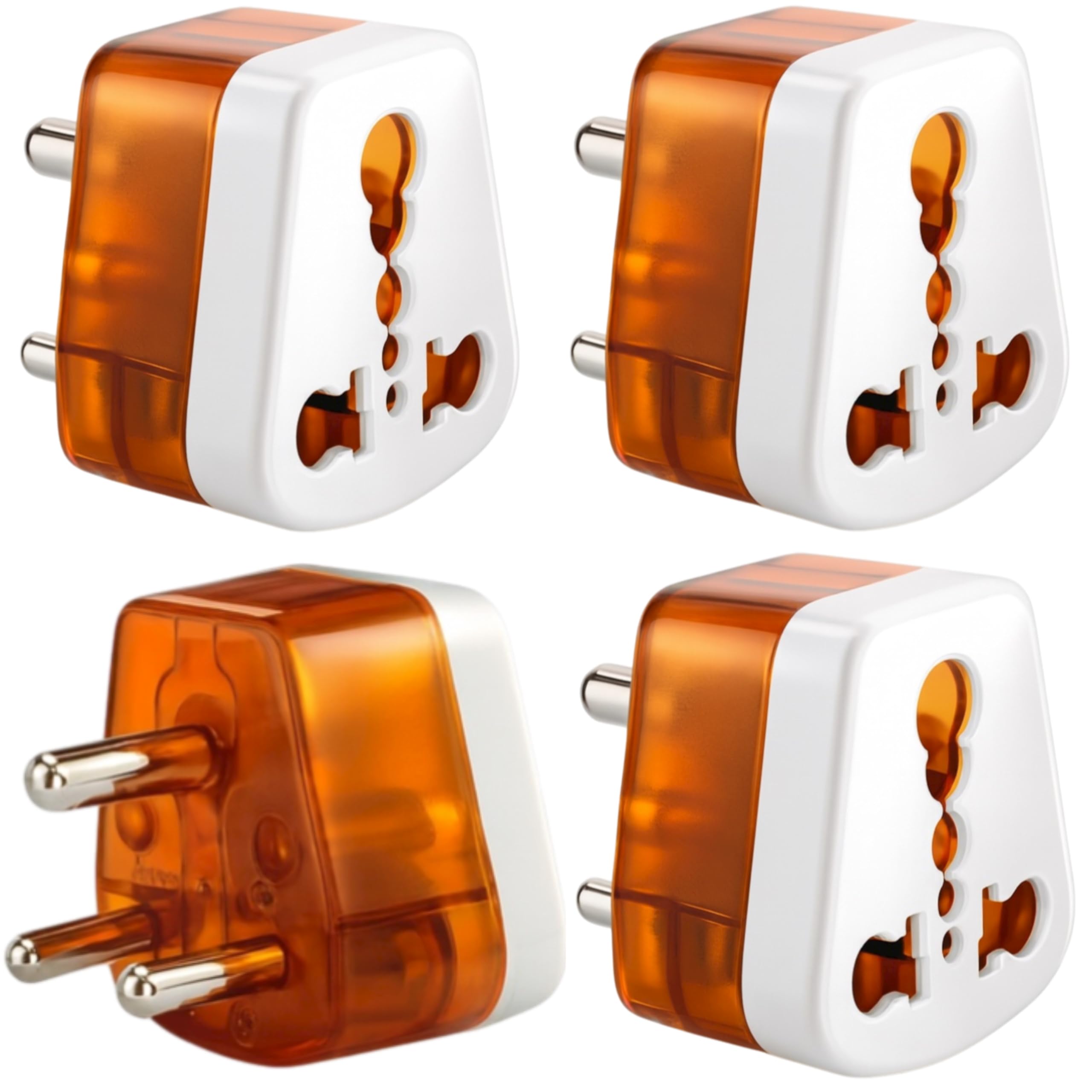 KAVANA 6a to 16a Converter Plug | 6 amp to 16 amp Converter Plug Useful for 16a Extension Board with16a Socket and 16 Ampere Top,for A/C,Refrigrator,etc,230 Volt AC.(Orange,3 Piece)
