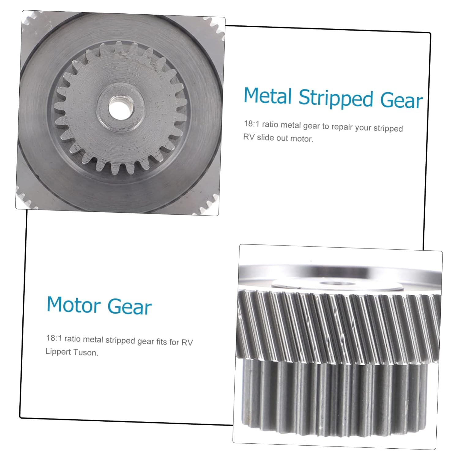 PartyKindom 2pcs Ratio Metal Stripped Gear Kit for Rv Slide Out Motor Motor Gear Replacement