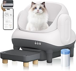 Large Automatic Litter Box Open Top, MeowWhimsy S7 Pro Self Cleaning Litter Box, App Control-No Scoop, Odor-Free, Extra La...
