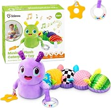 GoGonova Baby Sensory Caterpillar Toy 0-12 Months Plush Activity Toy