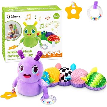 GoGonova Baby Sensory Caterpillar Toy 0-12 Months Plush Activity Toy