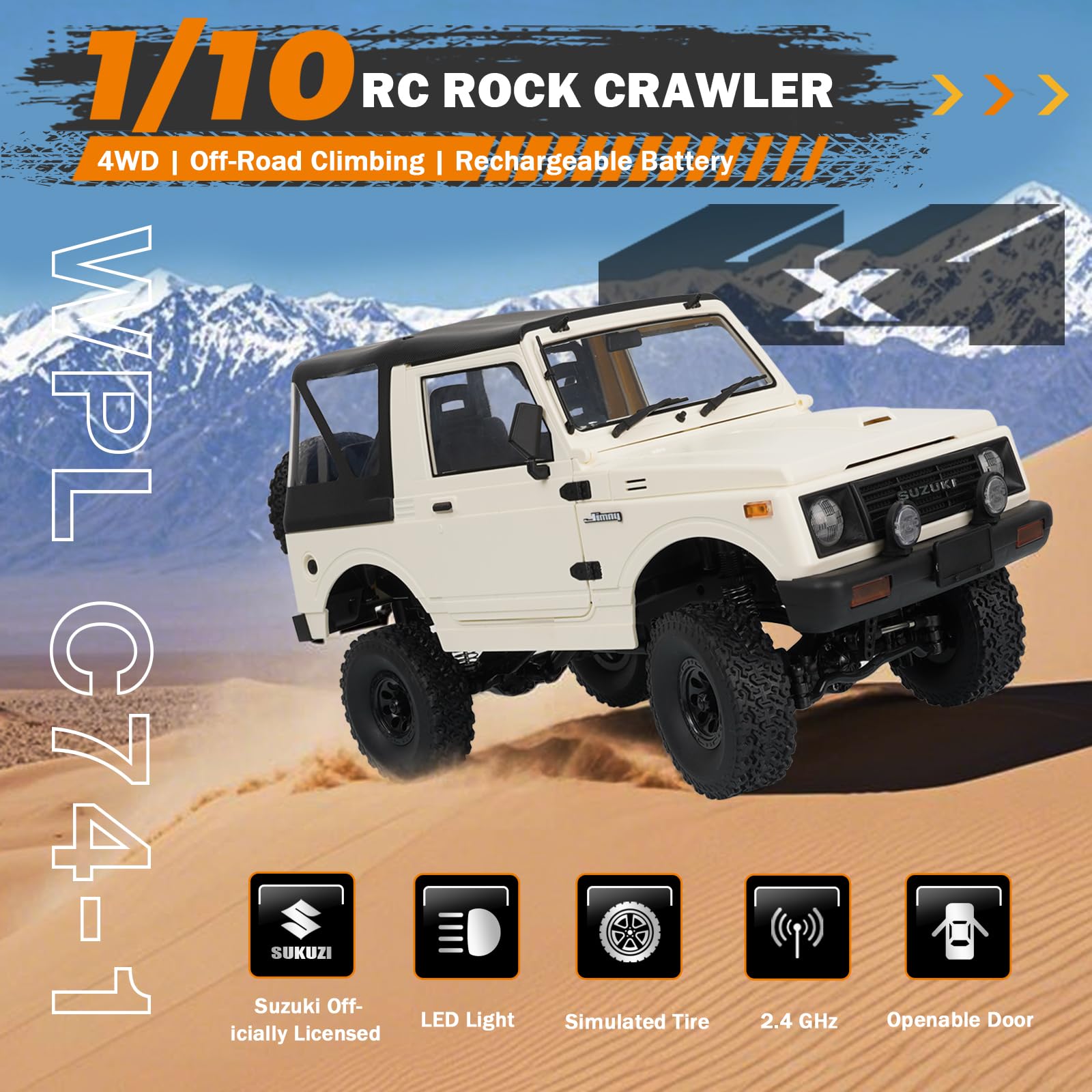 ARRIS Crawler RC 1/10, WPL C74-1 Jimny JA11 Rock Crawler 4x4 Fuoristrada, Pickup RC 4WD Telecomandato per Adulti