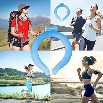 Neck Cooling Tube, Reusable Neck Cooler, Reusable Wearable Cooling Neck Wraps,Blue Neck Cooling Ring,Ice Cooling Neck Tube for Outdoor 66 in(2 Pcs