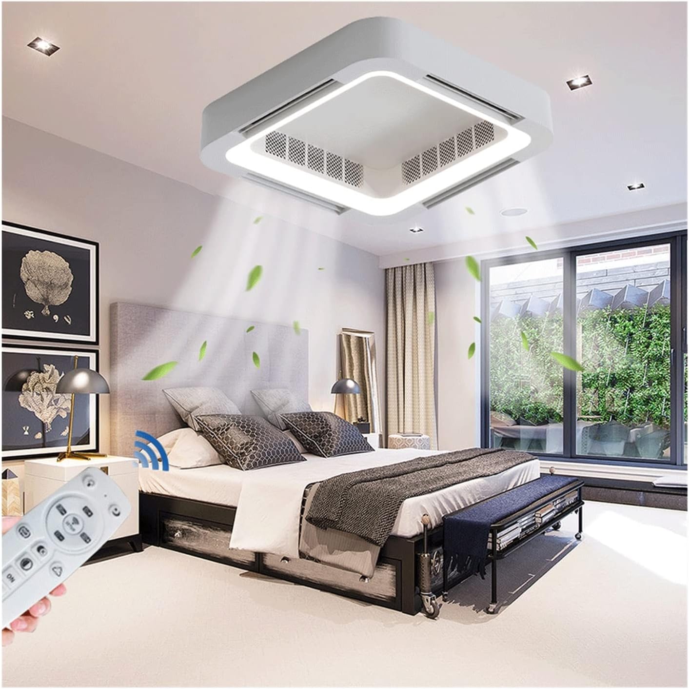 Bladeless Ceiling Fan with Light, 22.8" Ceiling Fan with