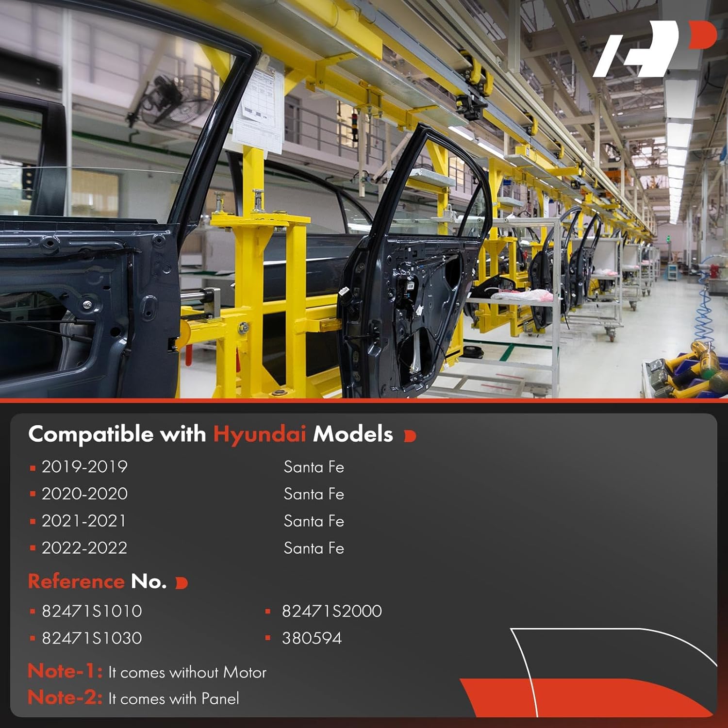 A-Premium Power Window Regulator Front Driver Side Compatible with Hyundai Santa Fe 2019 2020 2021 2022, Without Motor