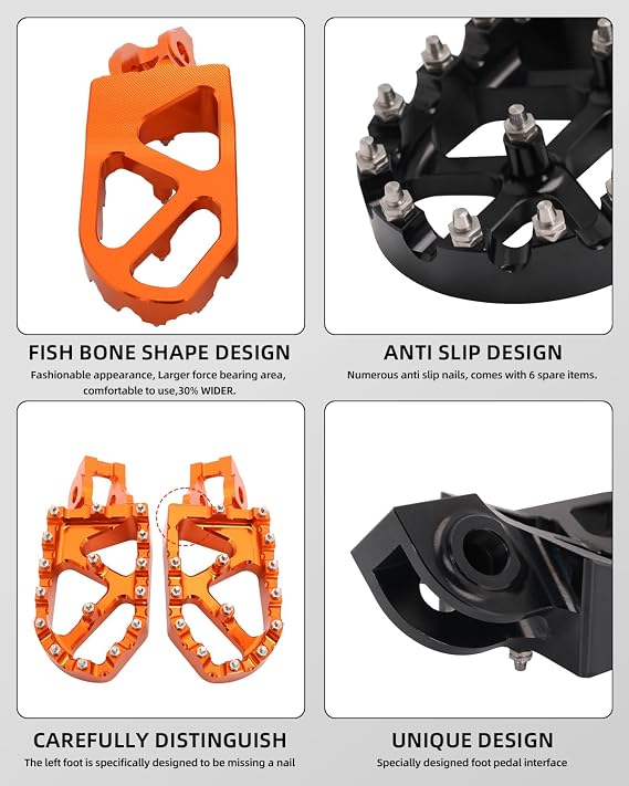 JFG RACING Dirt Bike Foot Pegs,Lengthened Dirtbike Footpegs for 65 85 125 150 200 250 300 350 450 500 525 530 625 SX SX-F XC XC-F EXC EXC-F XC-W XCF-W SMR FREERIDE 640-1290 ADVENTURE