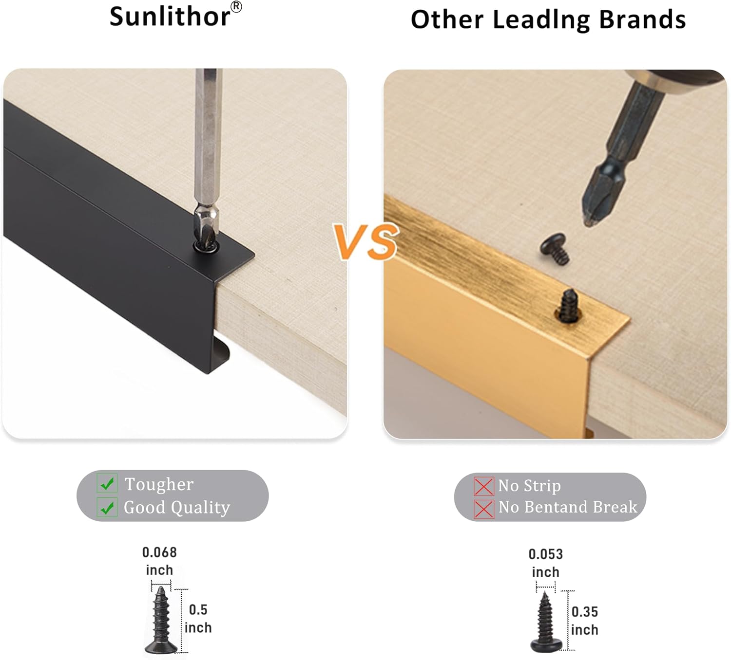 Finger Pull for Cabinets Kitchen Drawer knobs Low Profile Door Dresser Bathroom Long Cupboard Cabinet Pulls Handles Aluminum 10 Pack Black 11.81" Easy Installation