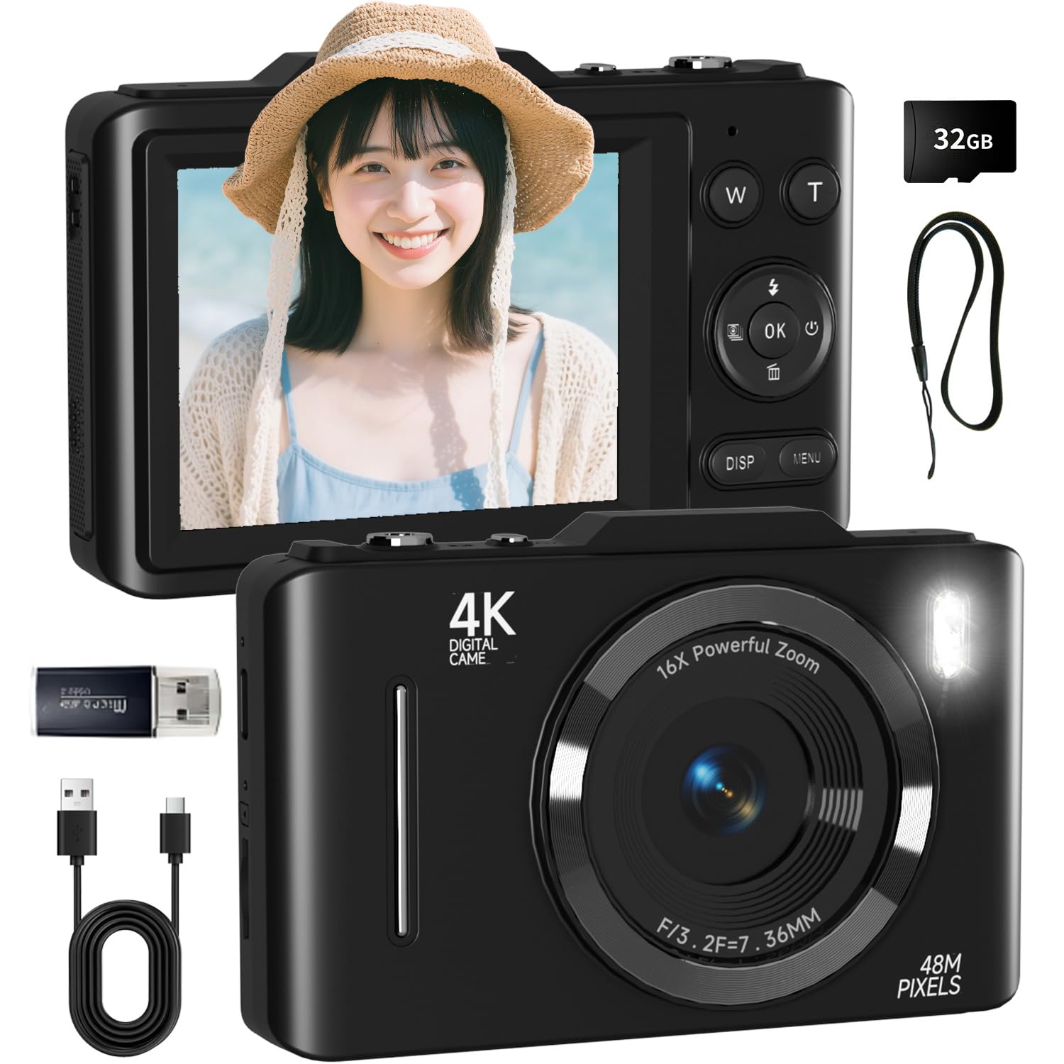 デジタルカメラ RRR Amazon | SRVR デジタルカメラ 4K 6800万画素 メモリーカード