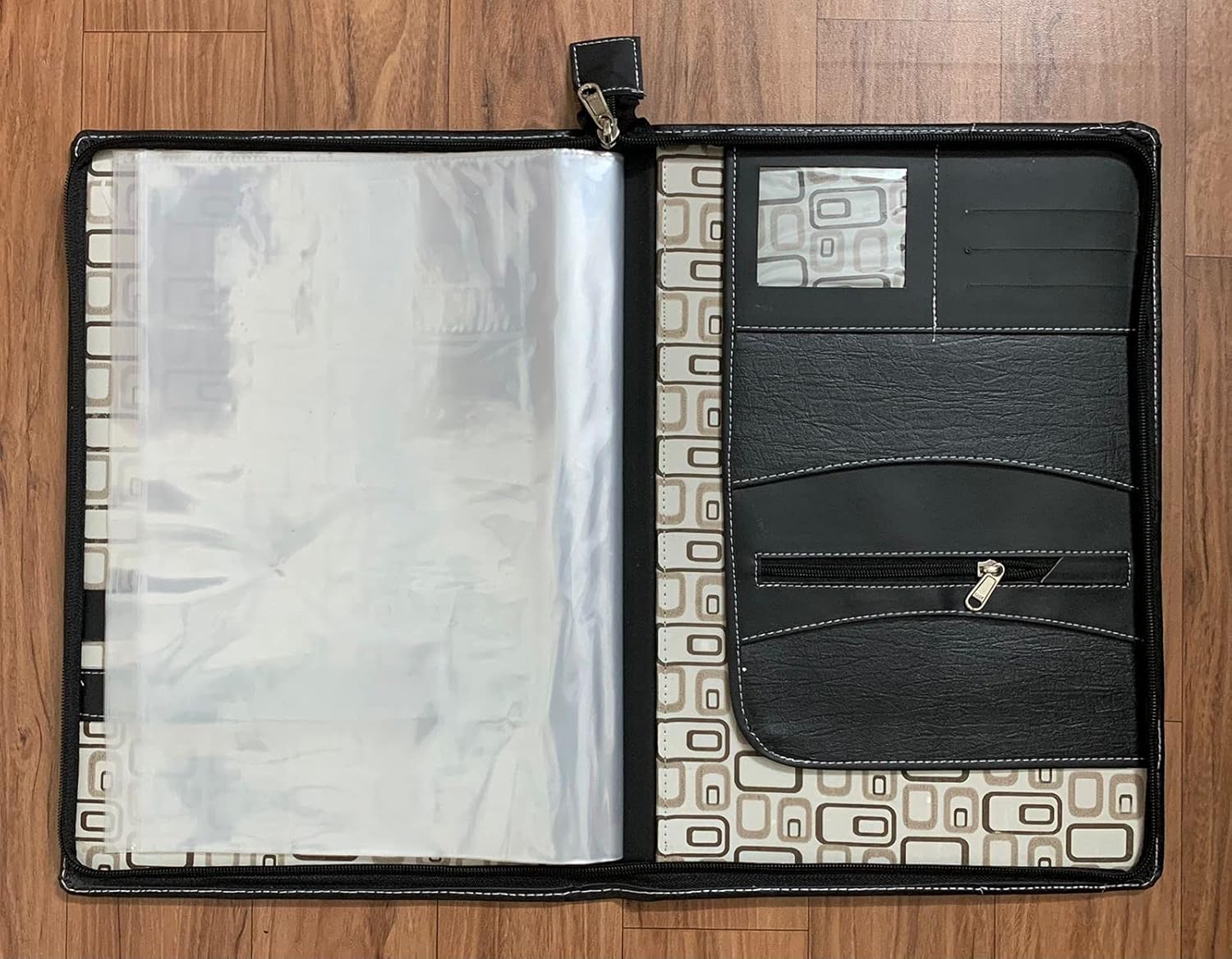 Zipped Leather Portfolio Binder A4, Professional Document Folder