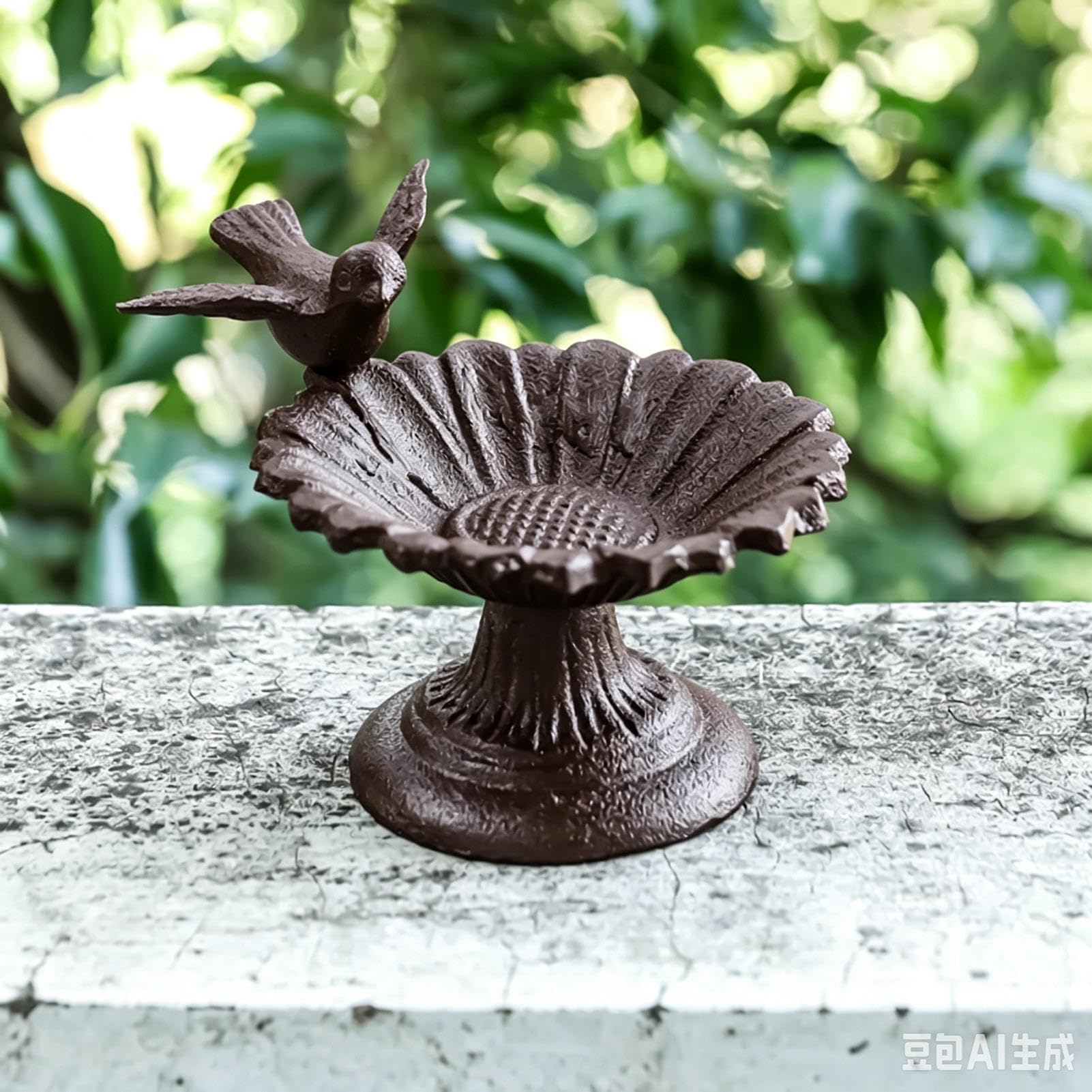 Mangiatoia decorativa per uccelli da giardino | Vasca per uccelli in ghisa per esterni per colibrì cortile patio terrazza prato terra tavolo