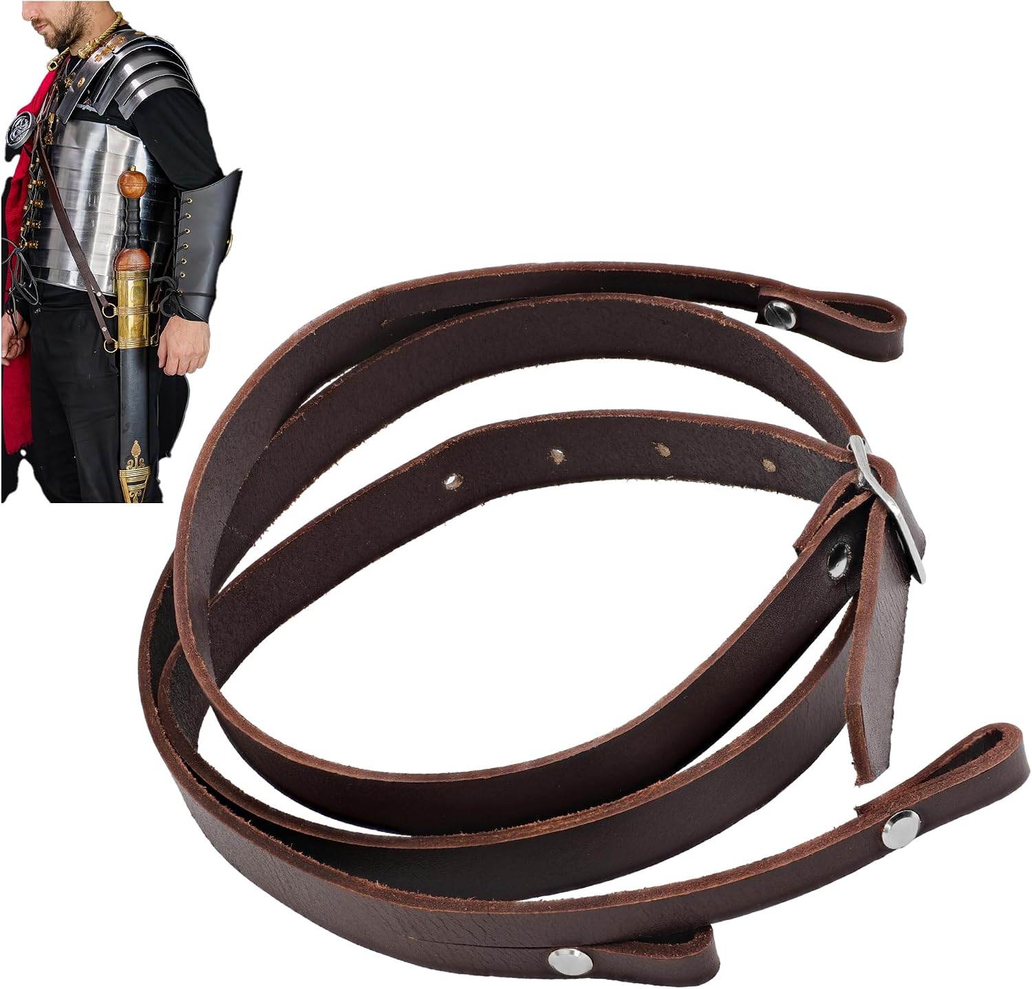 Armory Replicas™ Roman Gladius Baldric – Adjustable Genuine Leather Sword Holder for Roman Sword, Customizable Fit, Steel Buckle