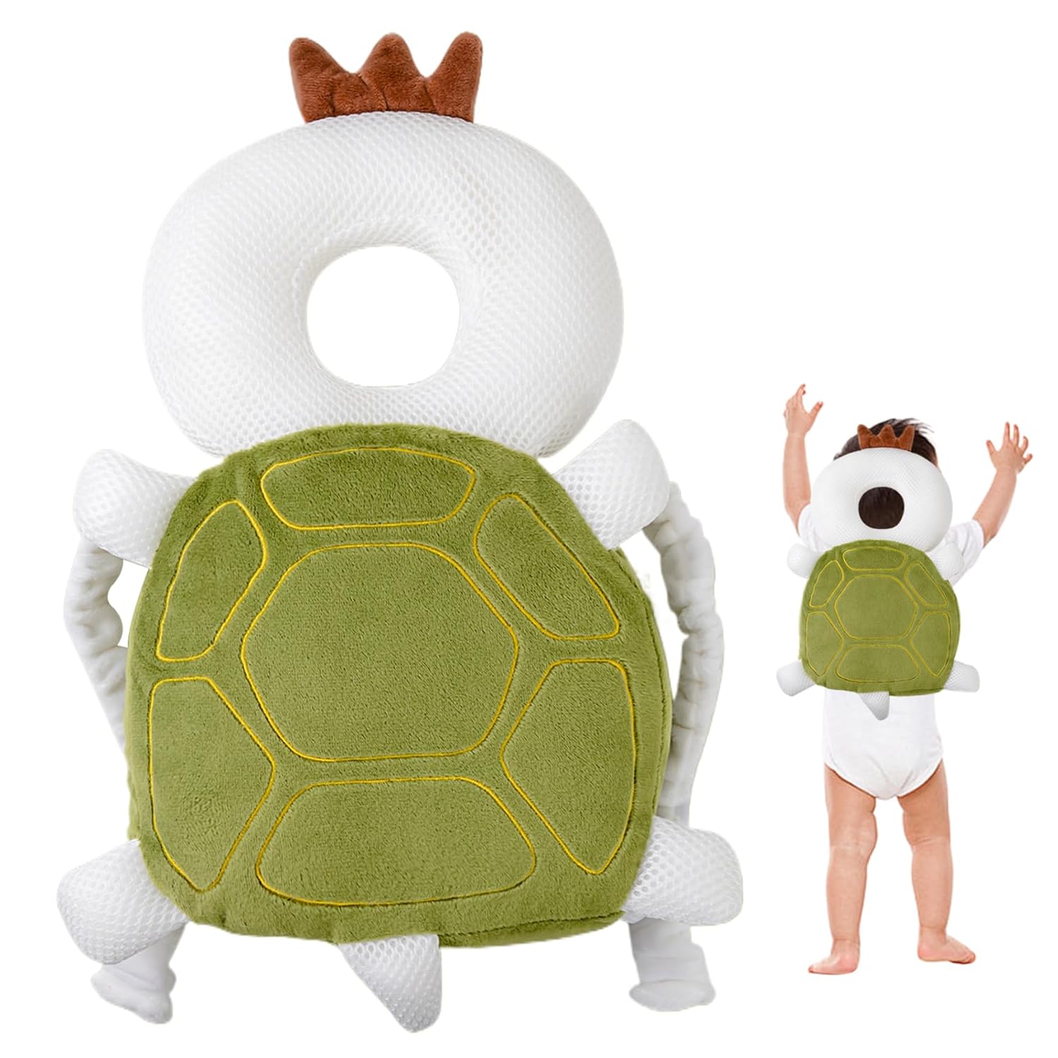 Baby Head Protector Backpack Cute Breathable Stuffed Head Protection Backpack with Chest Strap Adjustable Shock Absorption Protector for Baby Walking, Tiger..