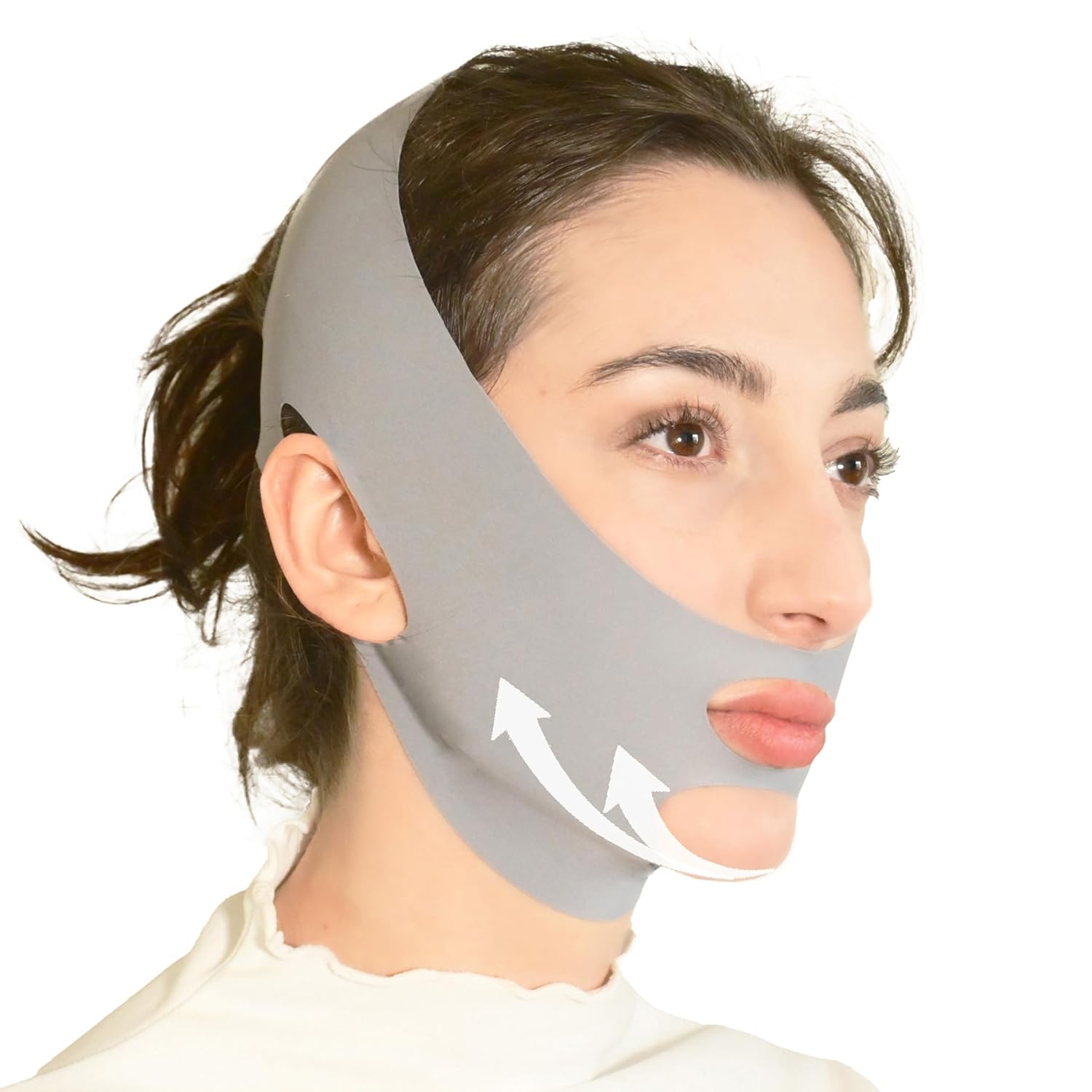 V Line Lifting Mask Chin Strap for Sleeping, Face Lifting Strap, Chin Strap, V Line Mask, Jawline Shaper, Jaw Strap, Double Chin Reducer, Face Lift Tape & Snoring Solution (Grey-)