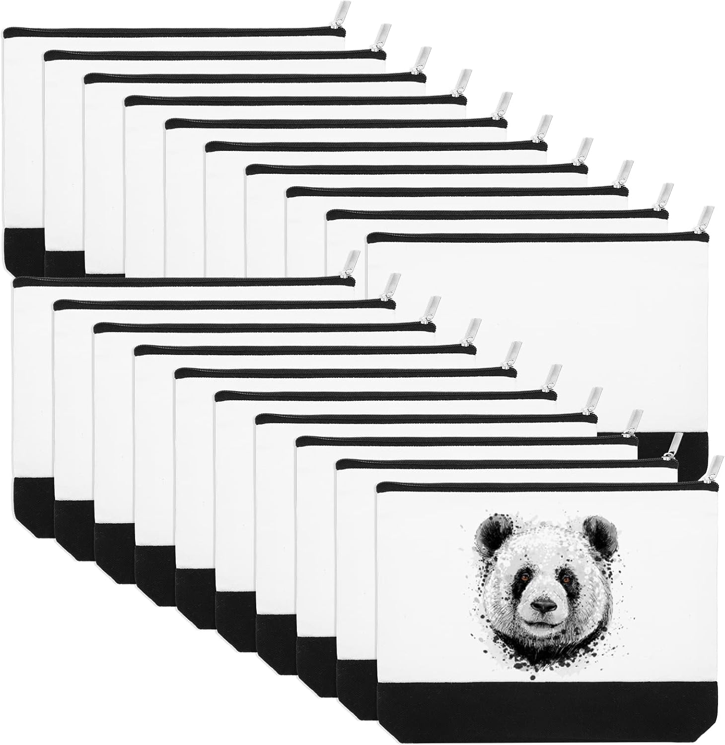 Inbagi 20 Pieces Blank Cosmetic Bags Canvas 9 x 6.9 Inch Sublimation Makeup Bags Bulk with Zipper Blank DIY Toiletry Pouch Canvas Travel Bag for Travel Pen Pencil Storage