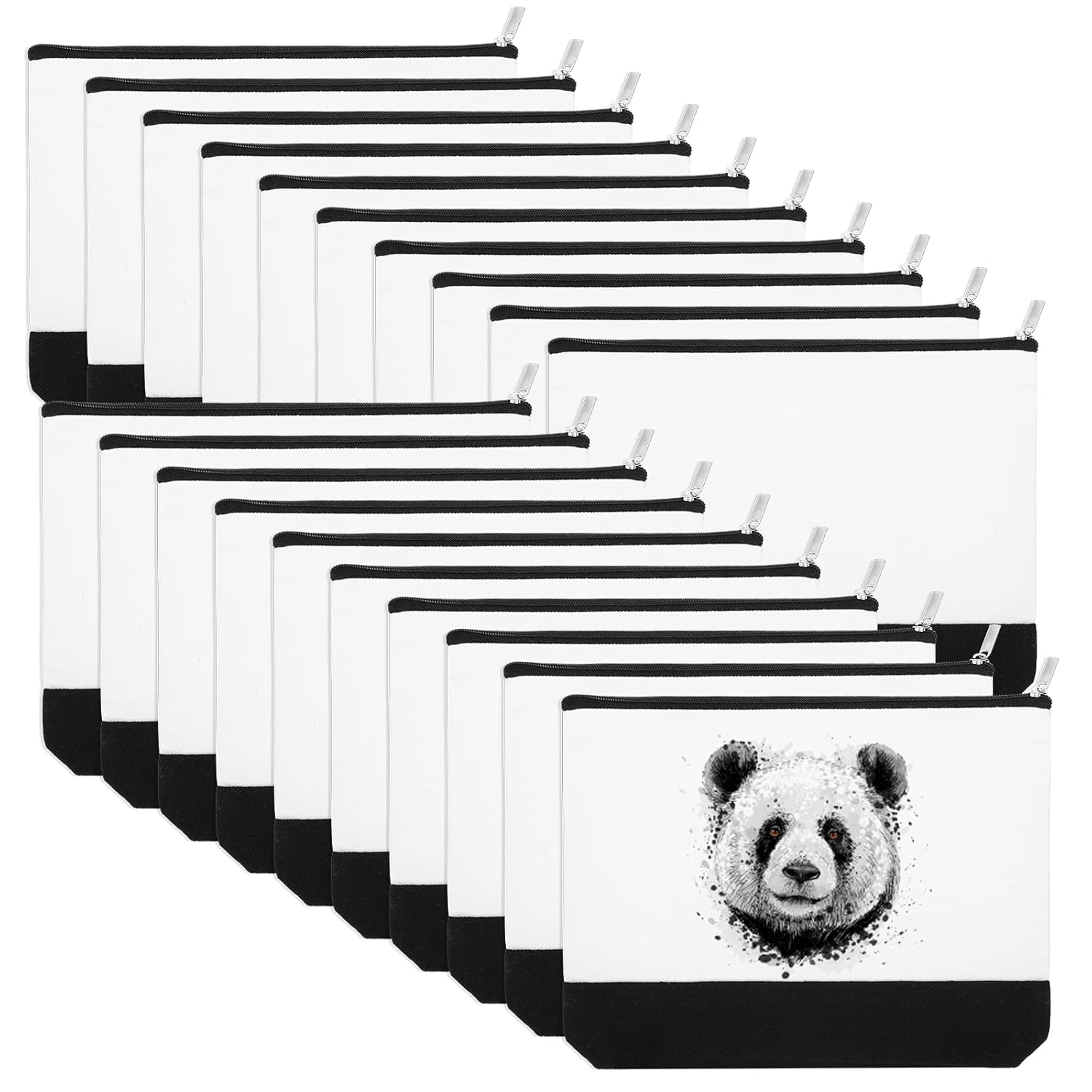 Inbagi 20 Pieces Blank Cosmetic Bags Canvas 9 x 6.9 Inch Sublimation Makeup Bags