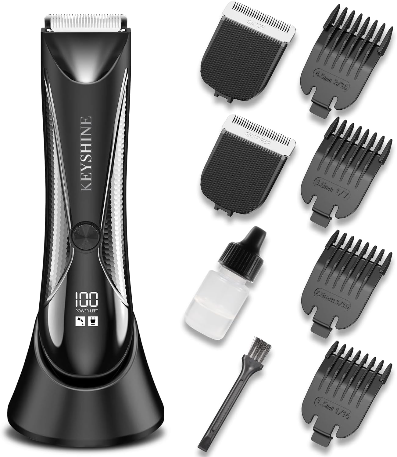 2 in 1 Groin Hair Trimmer & Body Groomer for Men, Ball Shaver with 2 Different Replaceable Ceramic Blades Specifically Designed to Balance Safety and Sharpness, Keep Your Groin & Body Trim Neat Clean