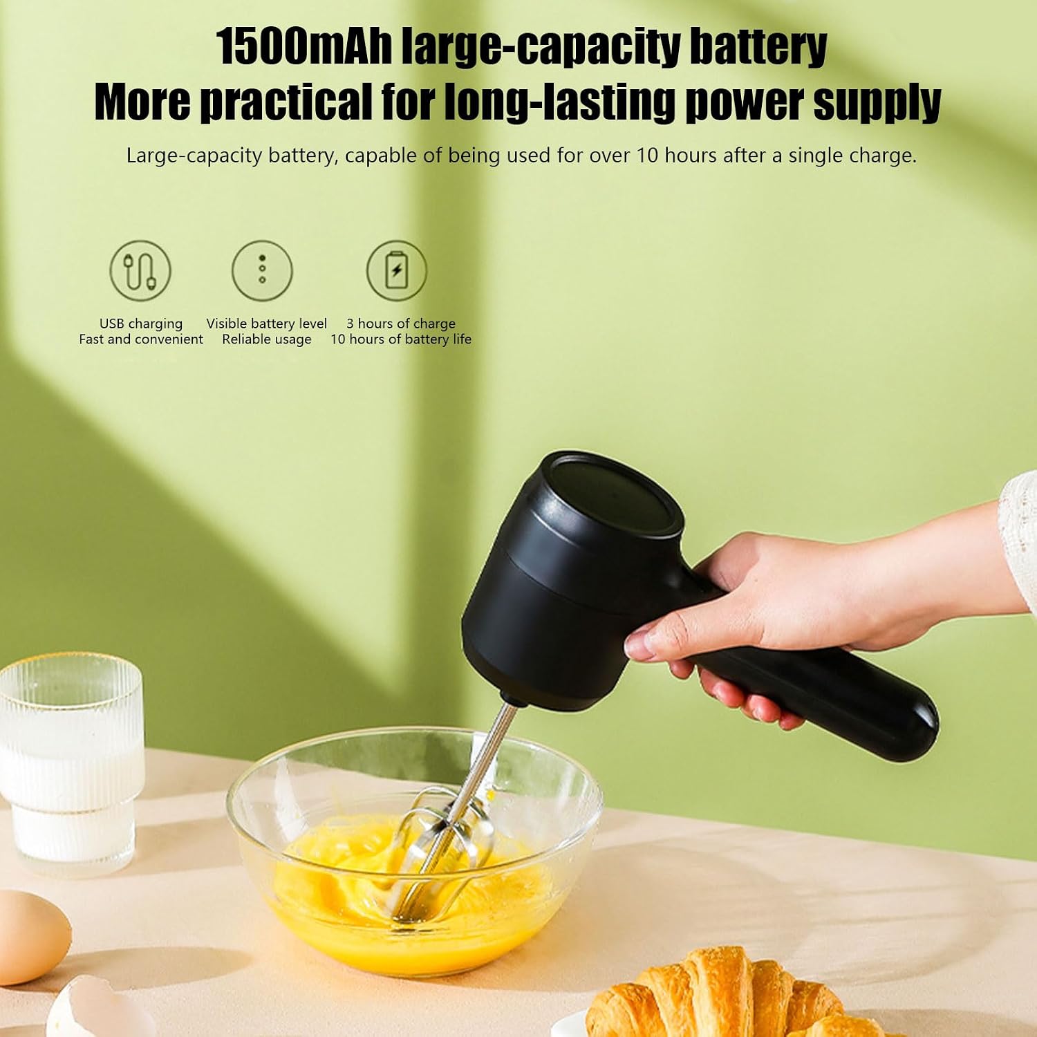 Dishwasher Safe Hand Whisk Beater Heads 18000 High Motor Large Capacity Baking Cooking Essential Appliance