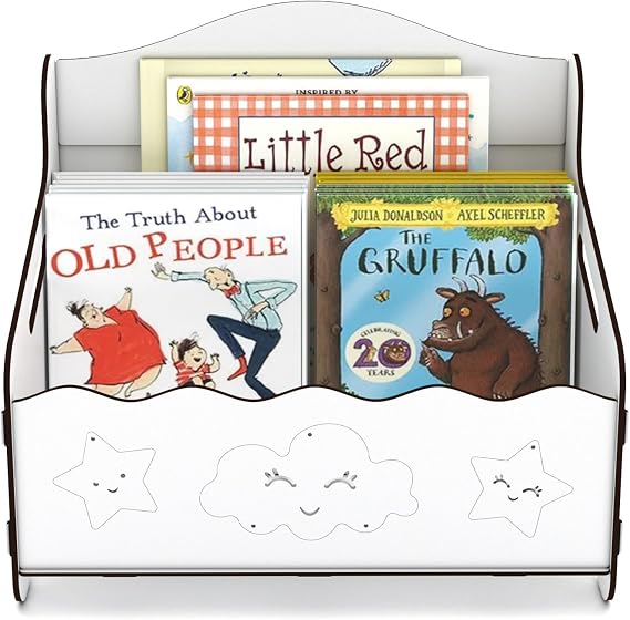 Mingitav Monte Montessori Bank Library Magazine Children's Room Wooden MDF Baby Library Mini Children's Library (White)
