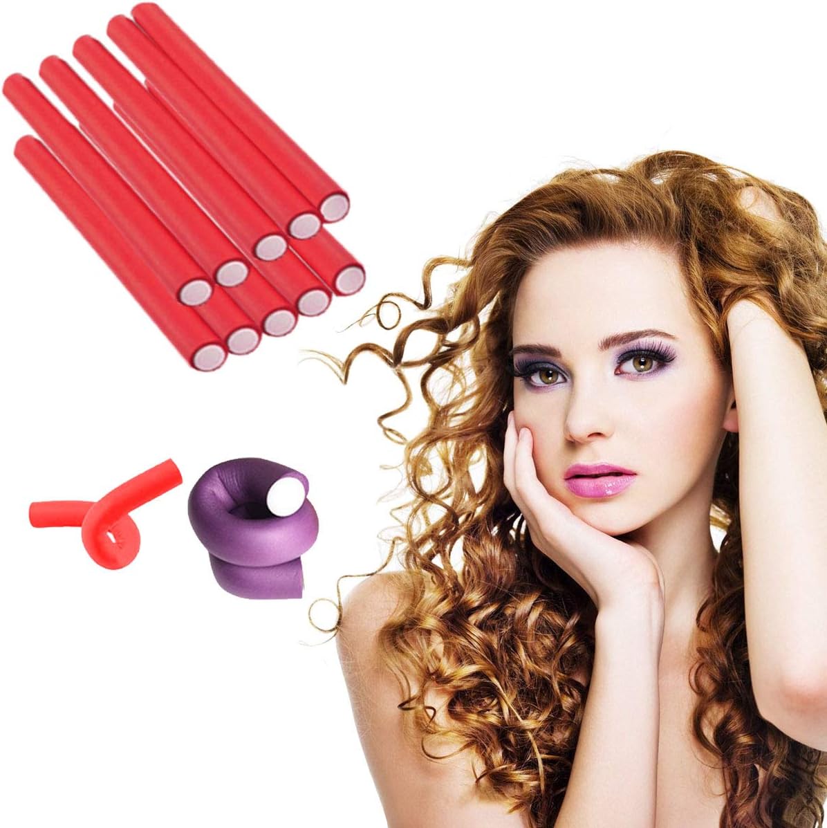Wendy Queen Hair Flexible Curling Rods - 10 Pack Foam Flexi-Rods Curlers No Heat Hair Rollers Soft Foam Twist-Flex Rods For All Hair Types and Lengths - 9.5" Long